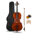 Professional Cello 4/4 Full Size Basswood Set with Bag+Bow+Rosin+