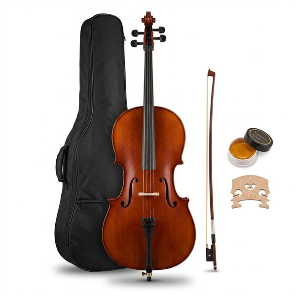 Professional Cello 4/4 Full Size Basswood Set with Bag+Bow+Rosin+ — Studio Shot
